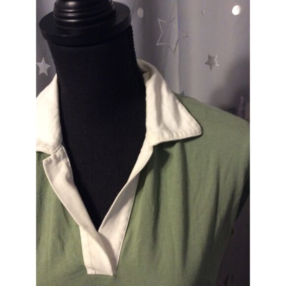 Madewell Green Collar Soft Top Size Small S womens Polo Tee V Neck - Picture 3 of 5